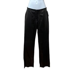 Vintage‎ Y2K Cache Black 100% Soft Leather Pants Size 2 26" Waist Boot Cut NEW